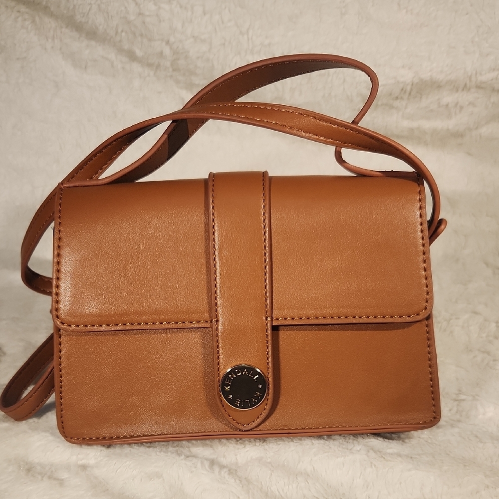 Kendall and Kylie Brown Leather Crossbody Bag